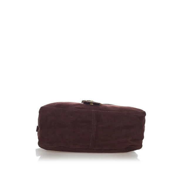 フェンディ マンマ ブラウン スウェード レザー ショルダーバッグ レディース FENDI 【中古】