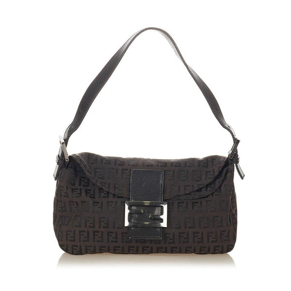 フェンディ マンマバケット 8BR003 ダークブラウン ナイロン レザー ショルダーバッグ レディース FENDI 【中古】