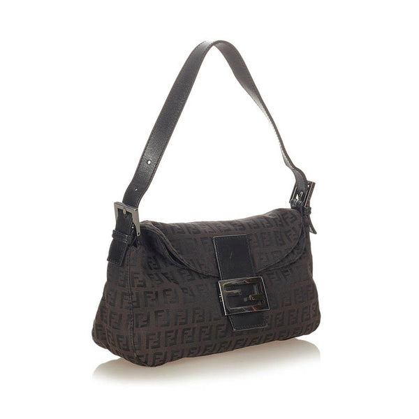 フェンディ マンマバケット 8BR003 ダークブラウン ナイロン レザー ショルダーバッグ レディース FENDI 【中古】