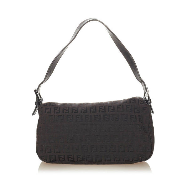 フェンディ マンマバケット 8BR003 ダークブラウン ナイロン レザー ショルダーバッグ レディース FENDI 【中古】