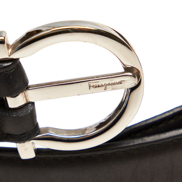 サルヴァトーレフェラガモ ガンチーニ ブラック レザー ベルト レディース Salvatore Ferragamo 【中古】