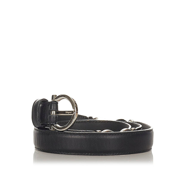 サルヴァトーレフェラガモ ガンチーニ ブラック レザー ベルト レディース Salvatore Ferragamo 【中古】