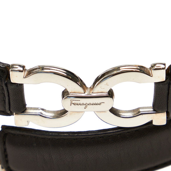 サルヴァトーレフェラガモ ガンチーニ ブラック レザー ベルト レディース Salvatore Ferragamo 【中古】