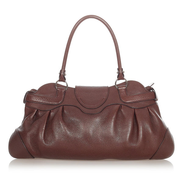 サルヴァトーレフェラガモ ガンチーニ マリッサ ブラウン レザー ショルダーバッグ レディース Salvatore Ferragamo 【中古】