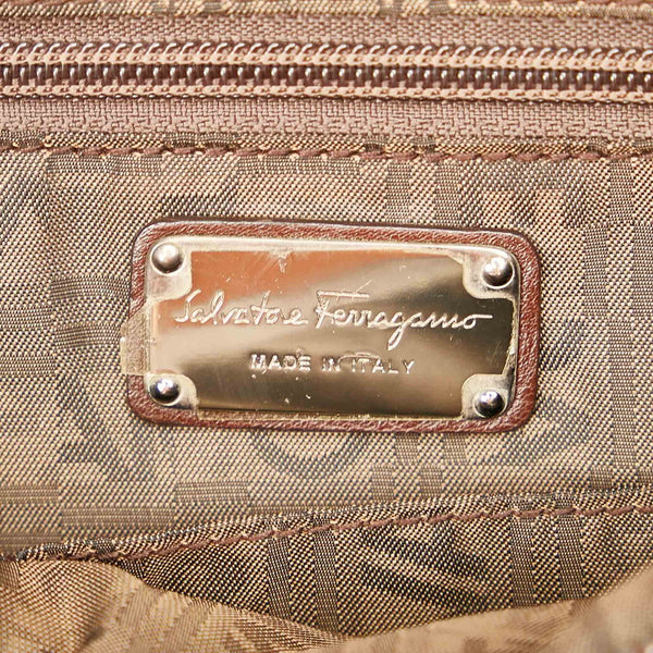 サルヴァトーレフェラガモ ガンチーニ マリッサ ブラウン レザー ショルダーバッグ レディース Salvatore Ferragamo 【中古】