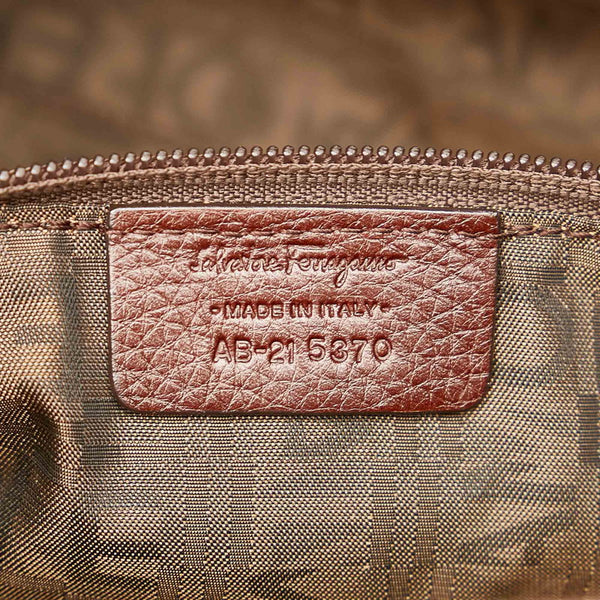 サルヴァトーレフェラガモ ガンチーニ マリッサ ブラウン レザー ショルダーバッグ レディース Salvatore Ferragamo 【中古】