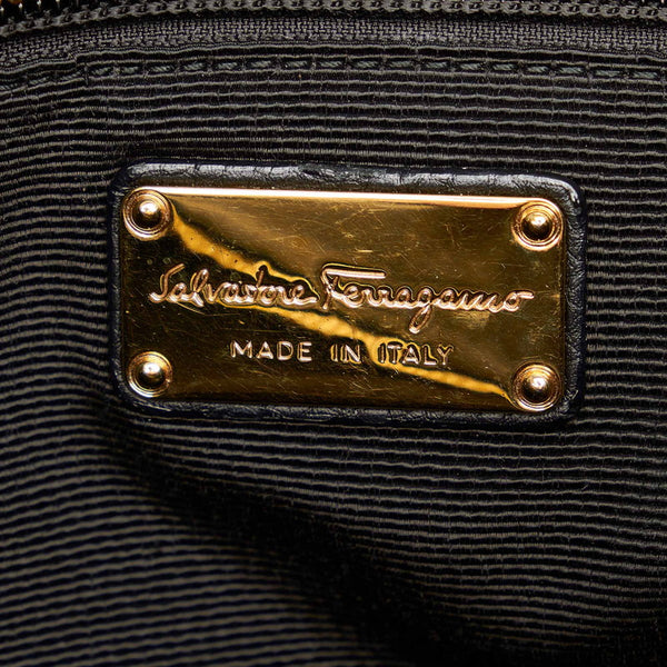 サルヴァトーレフェラガモ GG-21 D684 ブラック レザー ハンドバッグ レディース Salvatore Ferragamo 【中古】