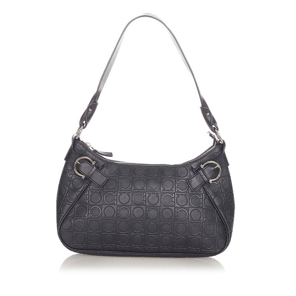 サルヴァトーレフェラガモ ガンチーニ AU-21 4436 ブラック レザー ショルダーバッグ レディース Salvatore Ferragamo 【中古】