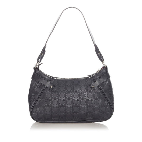 サルヴァトーレフェラガモ ガンチーニ AU-21 4436 ブラック レザー ショルダーバッグ レディース Salvatore Ferragamo 【中古】