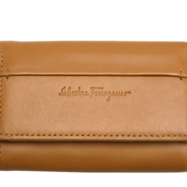 サルヴァトーレフェラガモ キーケース ベージュ レザー メンズ Salvatore Ferragamo 【中古】