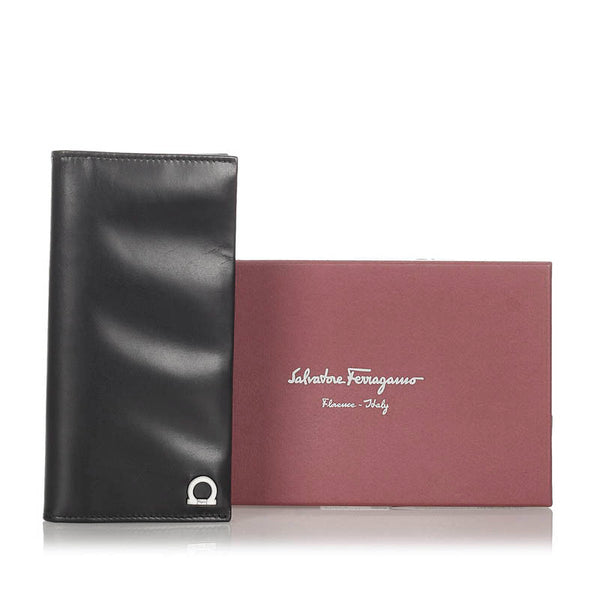 サルヴァトーレフェラガモ ガンチーニ 長財布 GJ 668672 ブラック レザー メンズ Salvatore Ferragamo 【中古】