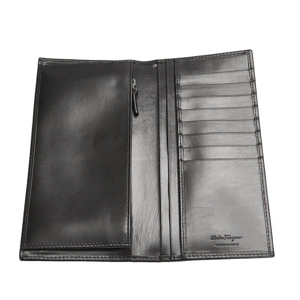 サルヴァトーレフェラガモ ガンチーニ 長財布 GJ 668672 ブラック レザー メンズ Salvatore Ferragamo 【中古】