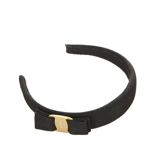 サルヴァトーレフェラガモ ブラック ナイロン ヴァラリボン カチューシャ レディース Salvatore Ferragamo 【中古】