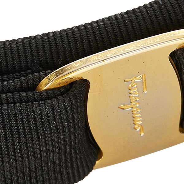 サルヴァトーレフェラガモ ブラック ナイロン ヴァラリボン カチューシャ レディース Salvatore Ferragamo 【中古】