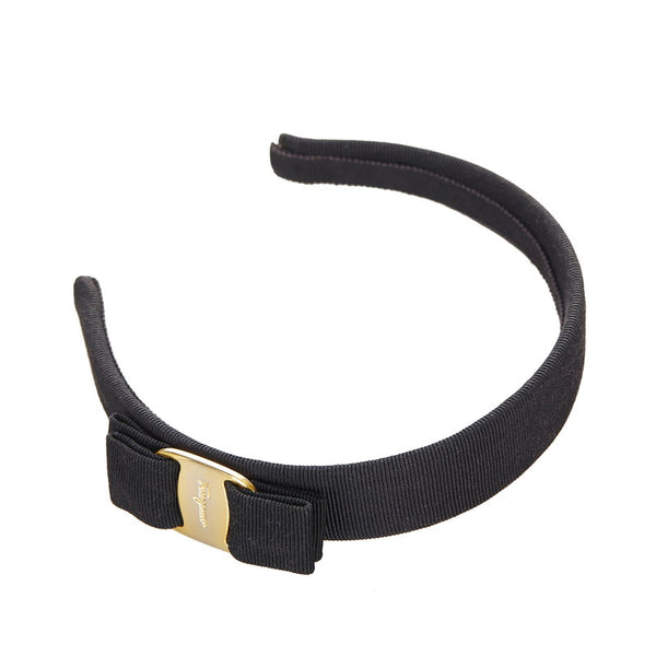 サルヴァトーレフェラガモ ブラック ナイロン ヴァラリボン カチューシャ レディース Salvatore Ferragamo 【中古】