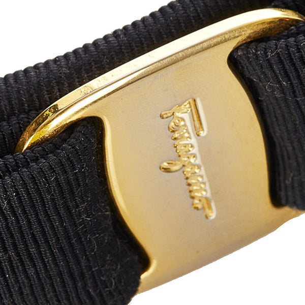 サルヴァトーレフェラガモ ブラック ナイロン ヴァラリボン カチューシャ レディース Salvatore Ferragamo 【中古】