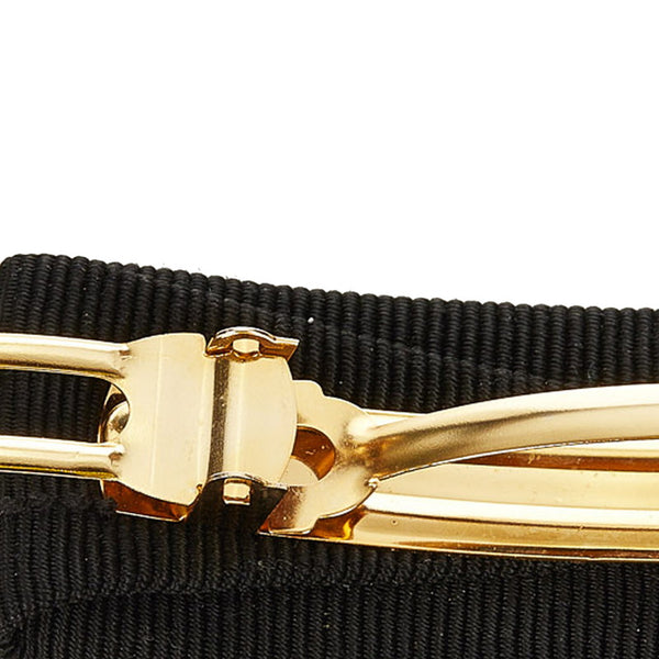 サルヴァトーレフェラガモ ガンチーニ ブラック ナイロン バレッタ レディース Salvatore Ferragamo 【中古】