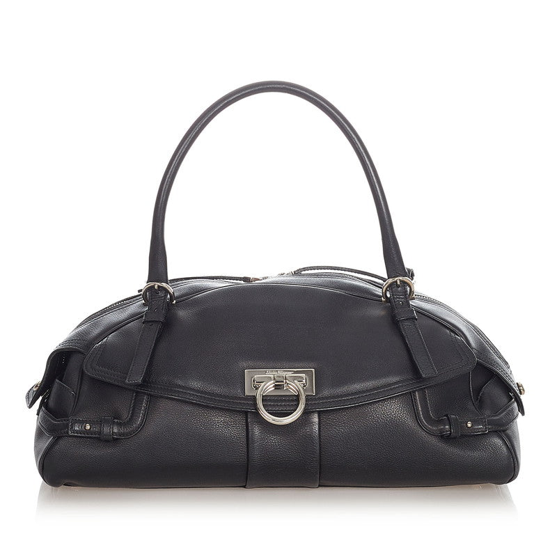 サルヴァトーレフェラガモ ガンチーニ ショルダーバッグ AB-21 5815 ブラック レザー レディース Salvatore Ferragamo 【中古】