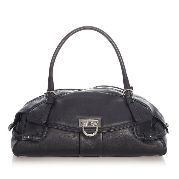 サルヴァトーレフェラガモ ガンチーニ ショルダーバッグ AB-21 5815 ブラック レザー レディース Salvatore Ferragamo 【中古】