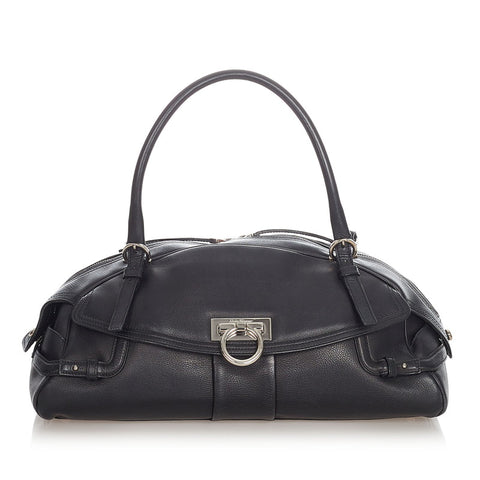 サルヴァトーレフェラガモ ガンチーニ ショルダーバッグ AB-21 5815 ブラック レザー レディース Salvatore Ferragamo 【中古】