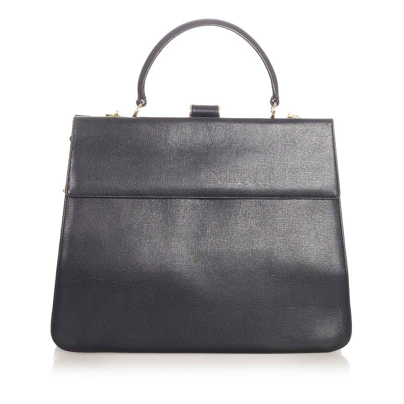 サルヴァトーレフェラガモ ガンチーニ DK 21 6168 ブラック レザー ハンドバッグ レディース Salvatore Ferragamo 【中古】