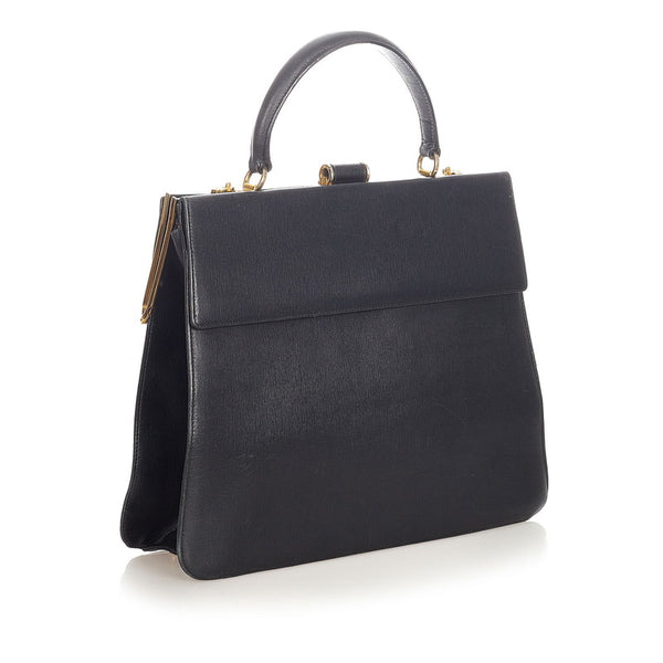 サルヴァトーレフェラガモ ガンチーニ DK 21 6168 ブラック レザー ハンドバッグ レディース Salvatore Ferragamo 【中古】