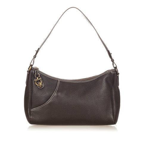 サルヴァトーレフェラガモ ガンチーニ AF-21 3754 ブラウン レザー ショルダーバッグ レディース Salvatore Ferragamo 【中古】