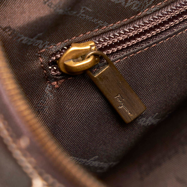 サルヴァトーレフェラガモ ガンチーニ AF-21 3754 ブラウン レザー ショルダーバッグ レディース Salvatore Ferragamo 【中古】