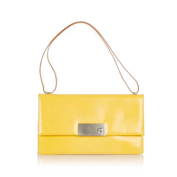 サルヴァトーレフェラガモ ガンチーニ イエロー レザー ショルダーバッグ レディース Salvatore Ferragamo 【中古】