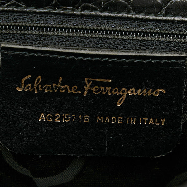 サルヴァトーレフェラガモ ガンチーニ AQ 215716 ブラック スウェード レザー ショルダーバッグ レディース Salvatore Ferragamo 【中古】