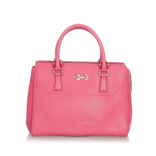 サルヴァトーレフェラガモ ガンチーニ ハンドバッグ ショルダーバッグ 2WAY GG-21 F317 ピンク レザー レディース Salvatore Ferragamo 【中古】