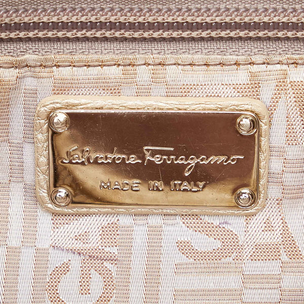 サルヴァトーレフェラガモ ガンチーニ マリッサ AB-21 5370 ゴールド レザー トートバッグ レディース Salvatore Ferragamo 【中古】