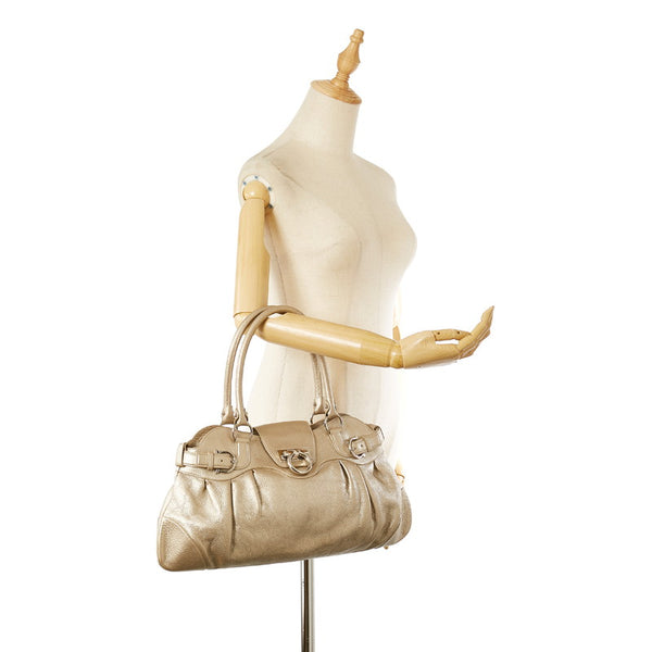 サルヴァトーレフェラガモ ガンチーニ マリッサ AB-21 5370 ゴールド レザー トートバッグ レディース Salvatore Ferragamo 【中古】