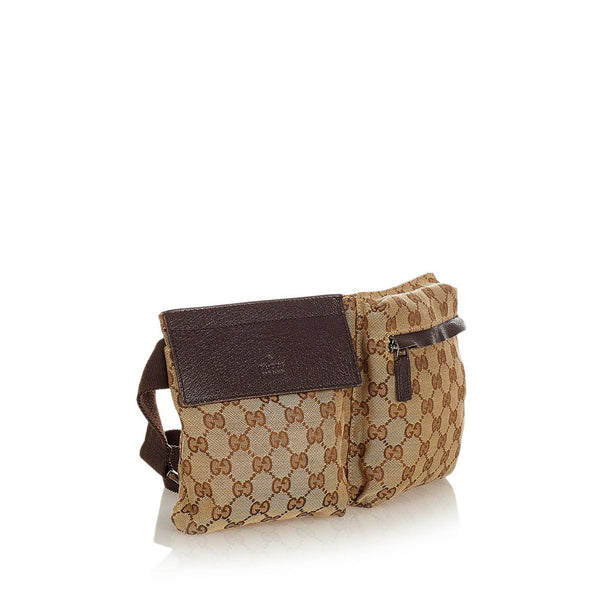 グッチ GGキャンバス 28566 ベージュ キャンバス レザー ボディバッグ レディース GUCCI 【中古】