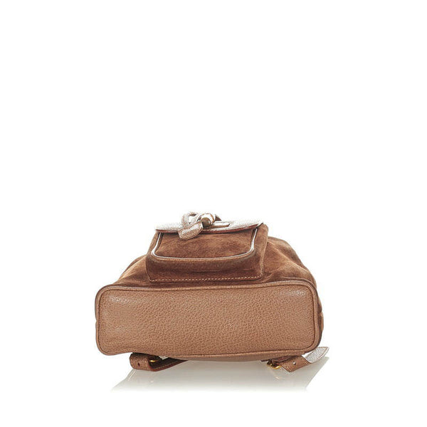 グッチ バンブー 003 17050 ブラウン スウェード レザー リュック バックパック レディース GUCCI 【中古】