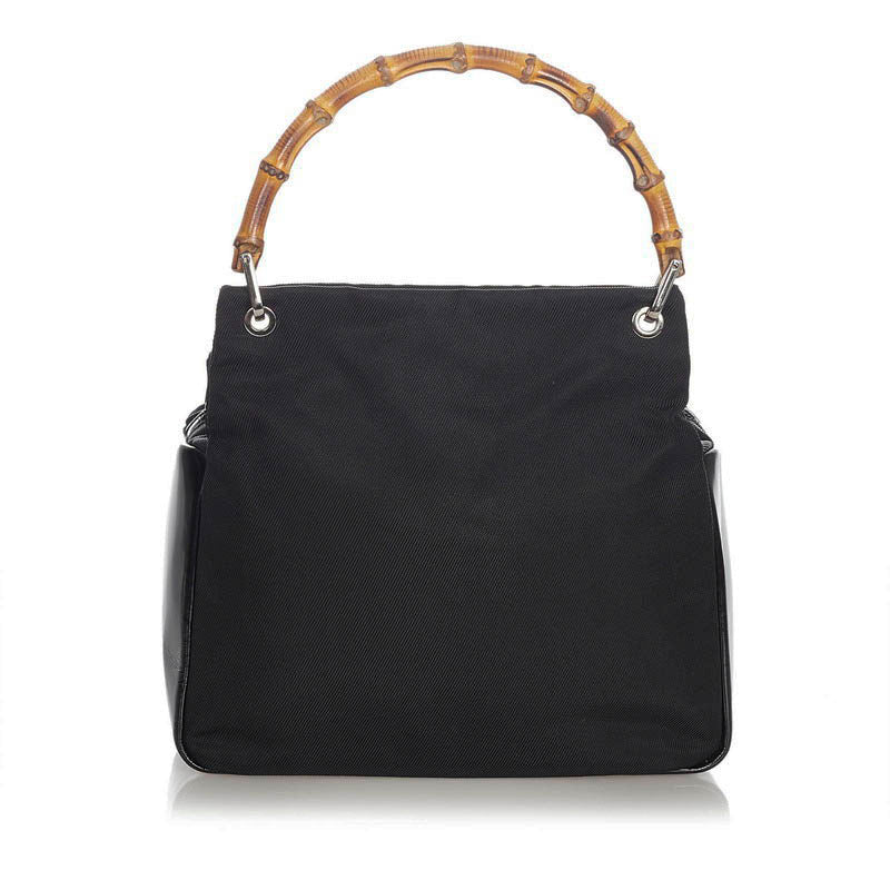 グッチ バンブー 000.3444 ブラック ナイロン ハンドバッグ レディース GUCCI 【中古】