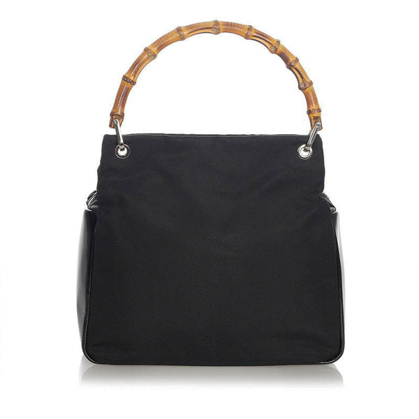 グッチ バンブー 000.3444 ブラック ナイロン ハンドバッグ レディース GUCCI 【中古】