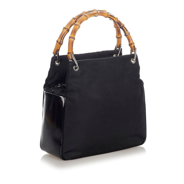 グッチ バンブー 000.3444 ブラック ナイロン ハンドバッグ レディース GUCCI 【中古】