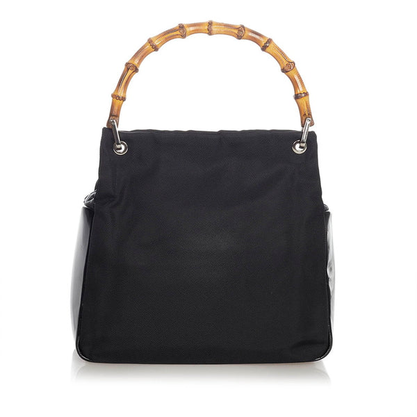 グッチ バンブー 000.3444 ブラック ナイロン ハンドバッグ レディース GUCCI 【中古】