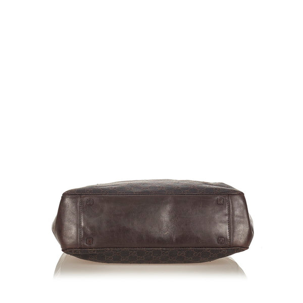 グッチ 101920 ダークブラウン キャンバス レザー ハンドバッグ レディース GUCCI 【中古】