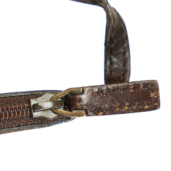 グッチ 101920 ダークブラウン キャンバス レザー ハンドバッグ レディース GUCCI 【中古】