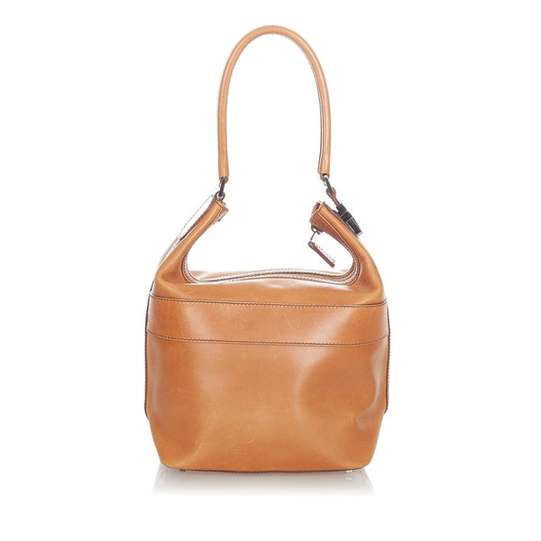 グッチ 001 4299 キャメル レザー ワンショルダーバッグ レディース GUCCI 【中古】