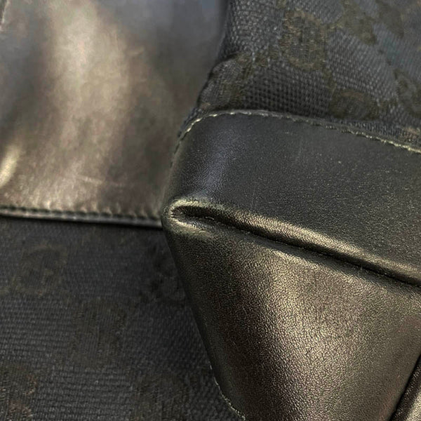 グッチ GGキャンバス 019 0402 ブラック キャンバス レザー ハンドバッグ レディース GUCCI 【中古】