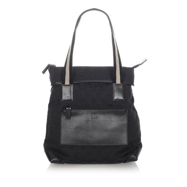 グッチ GGキャンバス 019 0402 ブラック キャンバス レザー ハンドバッグ レディース GUCCI 【中古】