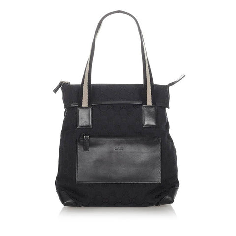 グッチ GGキャンバス 019 0402 ブラック キャンバス レザー ハンドバッグ レディース GUCCI 【中古】