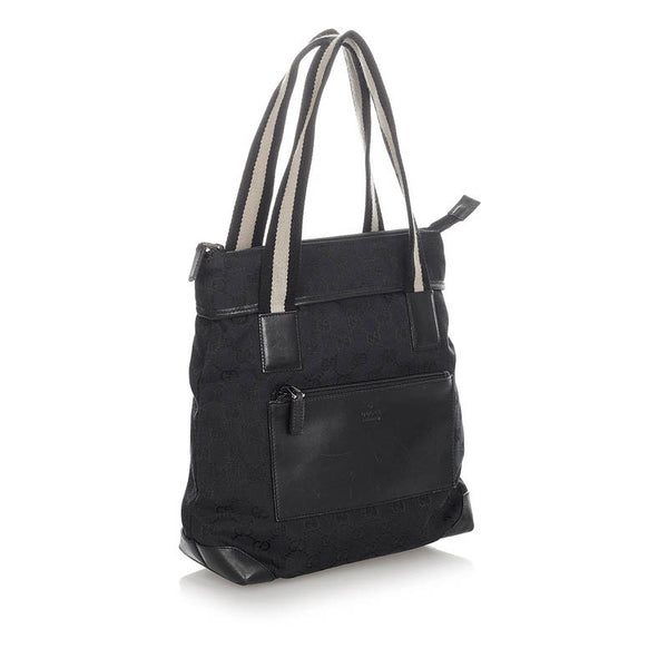 グッチ GGキャンバス 019 0402 ブラック キャンバス レザー ハンドバッグ レディース GUCCI 【中古】