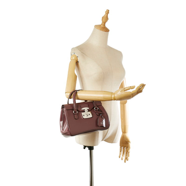 グッチ レディロック 331828 パープル レザー ハンドバッグ レディース GUCCI 【中古】