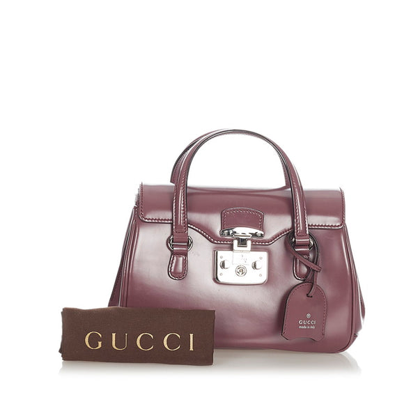 グッチ レディロック 331828 パープル レザー ハンドバッグ レディース GUCCI 【中古】