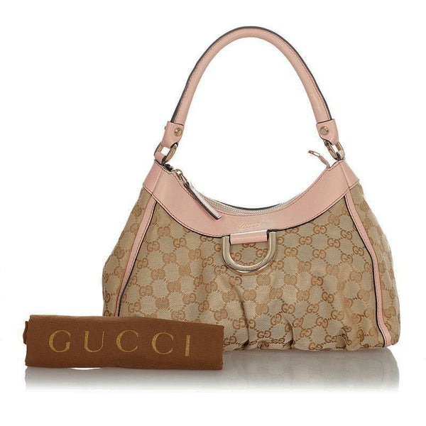 グッチ GGキャンバス アビー 190325 ピンク キャンバス レザー ハンドバッグ ショルダーバッグ 2WAY レディース GUCCI 【中古】