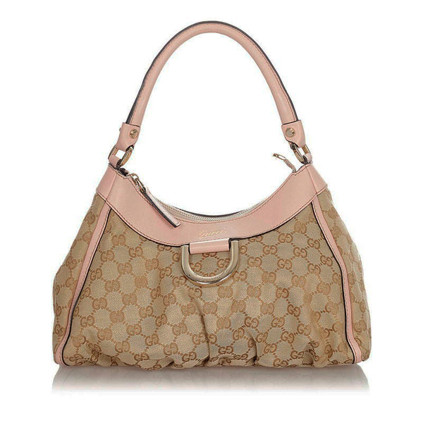 グッチ GGキャンバス アビー 190325 ピンク キャンバス レザー ハンドバッグ ショルダーバッグ 2WAY レディース GUCCI 【中古】